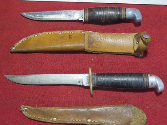 2 Banded knifes with sheaths, one Western, tag#6192