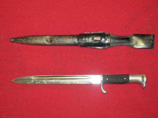 Carl Eickhorn Soligen 14 1/2" bayonet with leather holster & metal sheath,