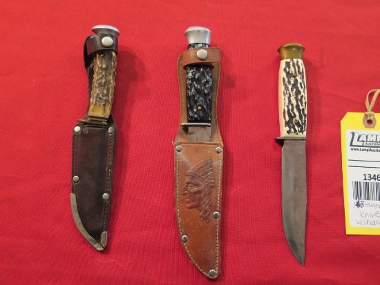(3) Hunting knives with sheaths, tag#1346