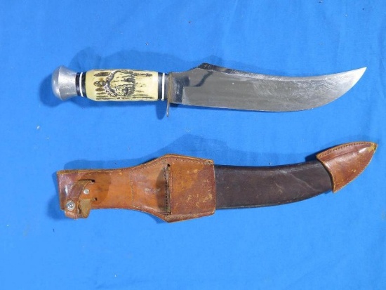 Original buffalo skinner 13" knife and sheath, tag#1427