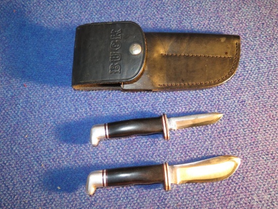 Buck 2pc hunting knofe set with sheath, 3" & 4" blades, tag#3903