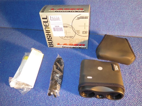 Bushnell 500 laser rangefinder in box, tag#3924