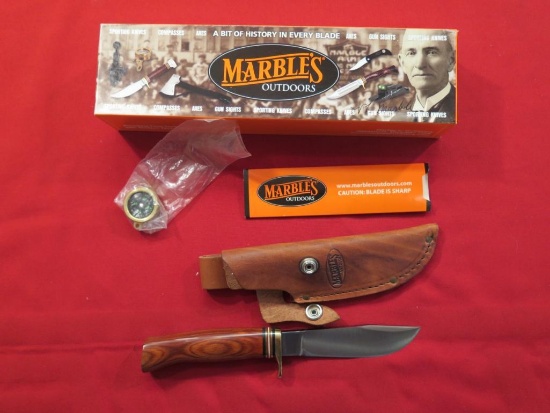 Marbles Campcraft Gamegetter 8005 wood/brass w/Marbles brass compass w/leat