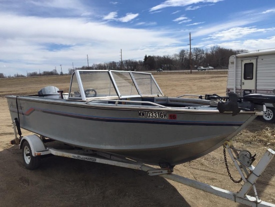 1987 Alumacraft Trophy 190 18' aluminum fishing boat w/Evinrude VRO 90 V4 o