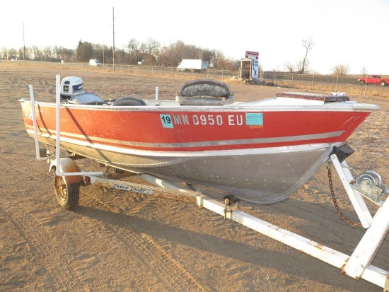 1985 Lund 14.5' aluminum on 1984 Midi trailer w/Evinrude 35hp w/tilt - runs