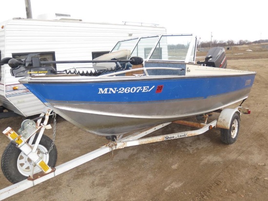 1985 Lund Tyee 16' aluminum fishing boat with Mariner 100hp outboard (recen