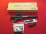 GSG GSG-522 22LR HV semi auto, never fired, red dot, collapsible stock, ext