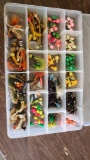 Plastic tray full of jig heads & lures, tag#5418