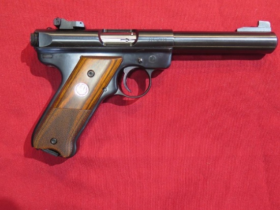 Ruger Mark III Target Hunter .22LR semi auto pistol, wood grips, bull barre