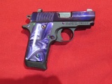 Sig Sauer P-238 .380 semi auto pistol, purple pearl grips, purple slide, ex