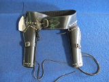 Black dual leather holster & belt, tag#6544