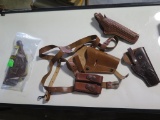 (4) Brown leather holsters, tag#6753