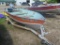 1975 Lund 14' aluminum boat with Johnson 25hp (runs) on 1972 Turc trailer (