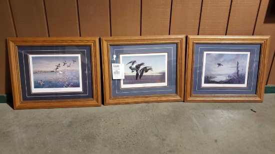 Les Kouba 23X19 framed Mallards Assembling #516/2000; 23x19 Ringnecks Signe