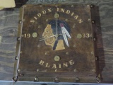 Leather Sioux Indian Blaine Clock, 1983, tag#7180