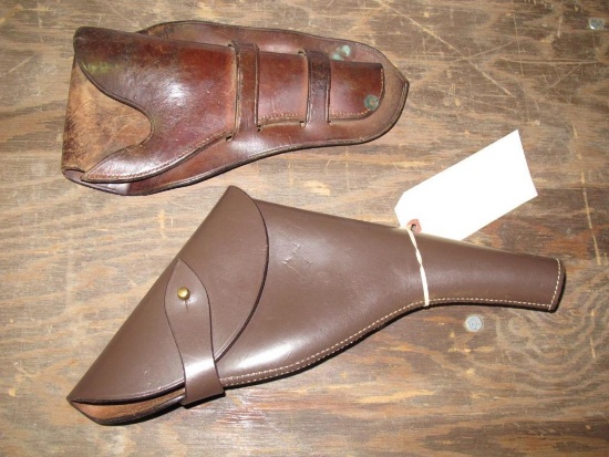 (2) leather holsters British 455 & Western, tag#7725