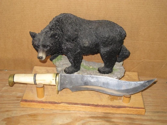 Ceramic Bear with 18" knife, tag#8658