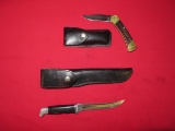 Buck #121 fixed knife with sheath, Buck #110 folding knife with sheath~5246