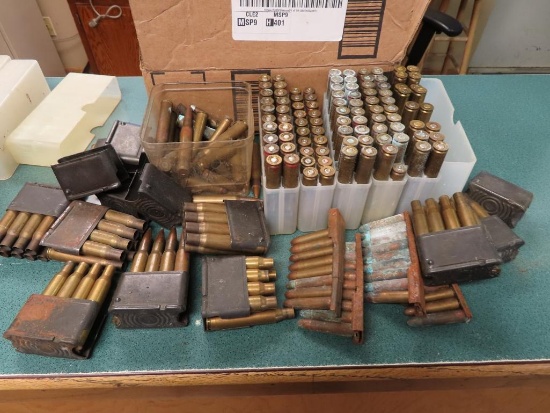 30cal brass in stripper clips & approx 100rds 30cal, 30M1 carbine~1078