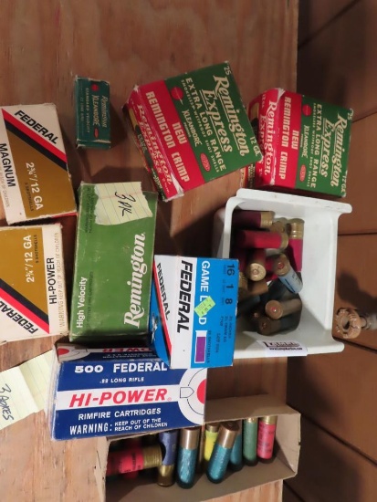 Misc 12ga, 16ga, .22, some collectibel boxes~1090