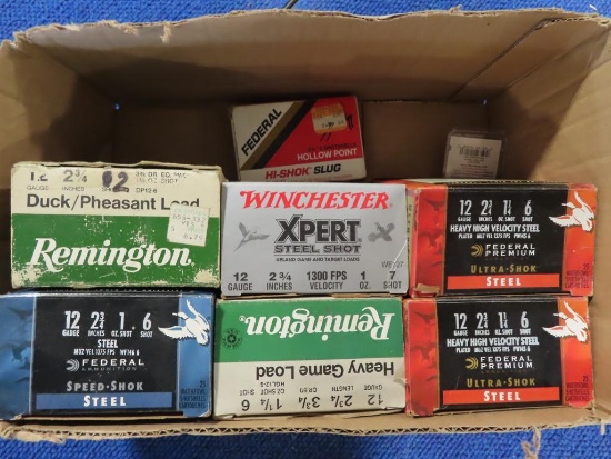 140rds 12ga 2 3/4" steel shot, 15 slugs~1310