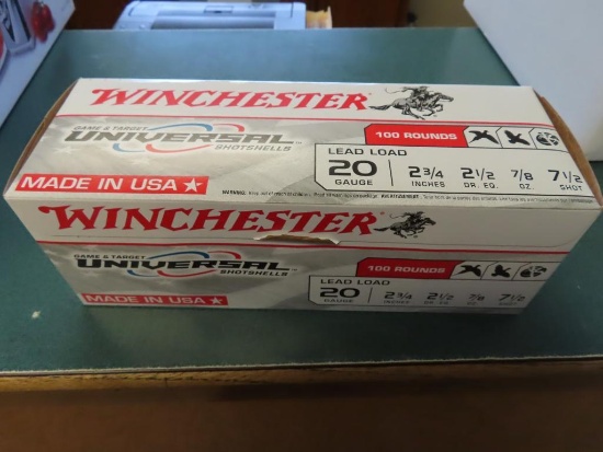 100rds Winchester 20ga 7 1/2 shot 2 3/4"~1365