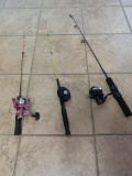 3 Ice Fishing rods (Berkley spinning combo, Pflueger spinning reel / South