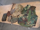 Fragmentation Ballistic vest, woodland camo, WW II M6 Tank Periscope, WWI G
