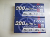 100rds Fiocchi 380 auto 95gr, FMJ~4178