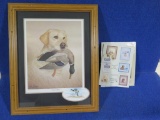 Carl Melichar print and advertising; Yellow Lab with Mallard (Waterfowl Mag