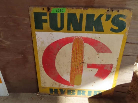 Funk's Hybrid metal sign, 24"x27"