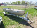 Crestliner 14' aluminum fishing boat with trailer, oars, & anchor(transfer