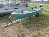 1968 Crestliner 14' aluminum fishing boat with Honda 100 10hp 4strk outboar