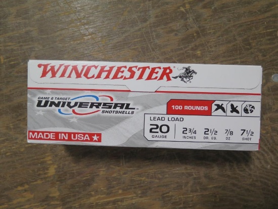 100rds Winchester 20ga 2 3/4" 7 1/2 shot~6661