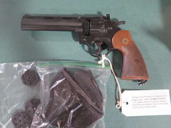 Crosman First production model 357 pellet revolver .177pellet gun, patented