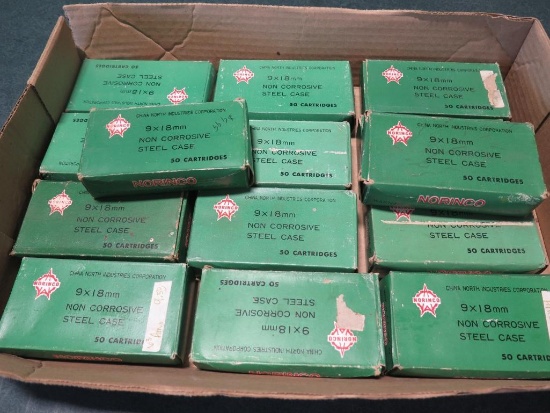 700rds 9X18mm pistol ammo, Norinco, 50 rounds per box~6965