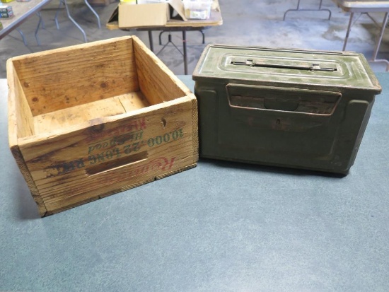Remington wooden ammo box & metal ammo box~7021