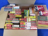Collection of old rifle shell boxes. Most contain the spent shells (over 30