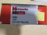 500 Hornady .355 124gr FMJ RN bullets~6893