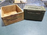 Remington wooden ammo box & metal ammo box~7021