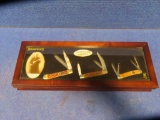 Browning 3 piece jackknife set in glass case