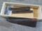 Military Rifle stock & forearm in wooden box, tag #3799