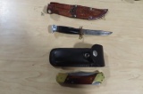 Schrade and hunting knife w/case, tag #3144