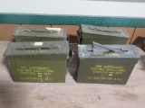 4 small metal ammo boxes, tag #3730