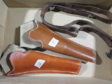 2 - Leather holsters & belt, tag #3797