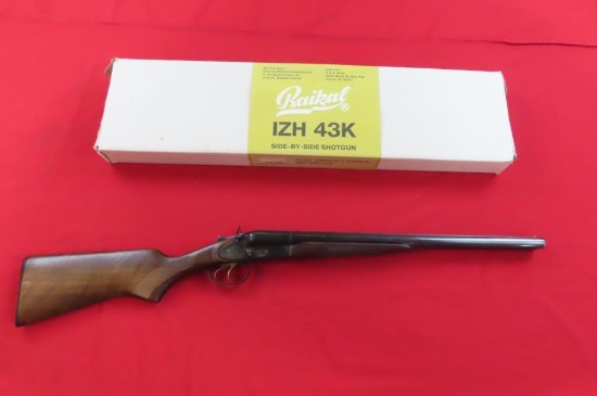 Baikal IZH-43K 12ga side by side shotgun, 2 3/4", 20" barrel, walnut stock,