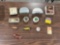 Flat of antique fishing lures including Creek Chub in box, flies, boxes, ba