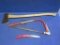 Axe, bow saw and folding saw~tag#4349