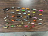 Flat of fishing lures including Storm and advertising lures~tag#4287