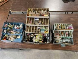 3 Tackle Boxes loaded with fishing lures (My Buddy blue metal tackle box, P